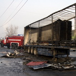 Надзвичайні події: В Житомирской области сгорел прицеп грузовика со стиральными машинами