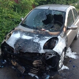 Надзвичайні події: Замначальнику Житомирского управления Миндоходов сожгли автомобиль Nissan Micro